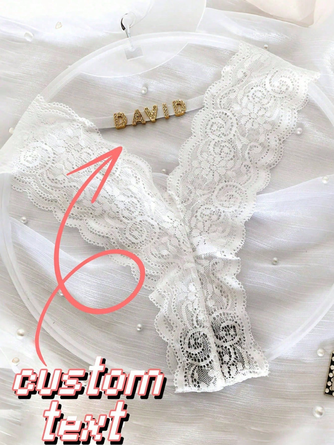 Custom Rhinestone Letter Thong Personalized Name Lace Panties Sexy Intimates for Fall Gift