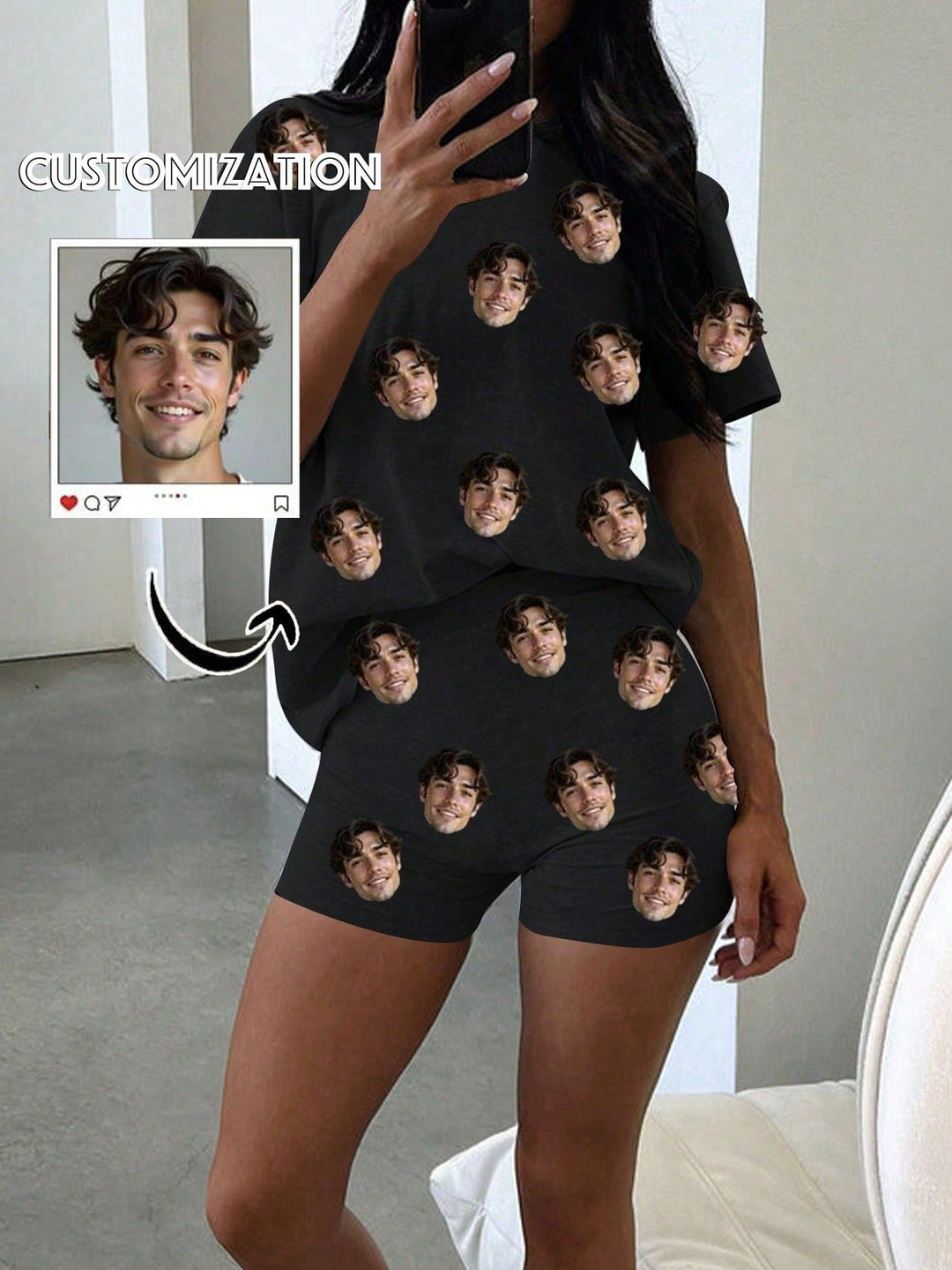 Custom Face Pajama Set | Personalized All-Over Print Photo Sleepwear for Couples