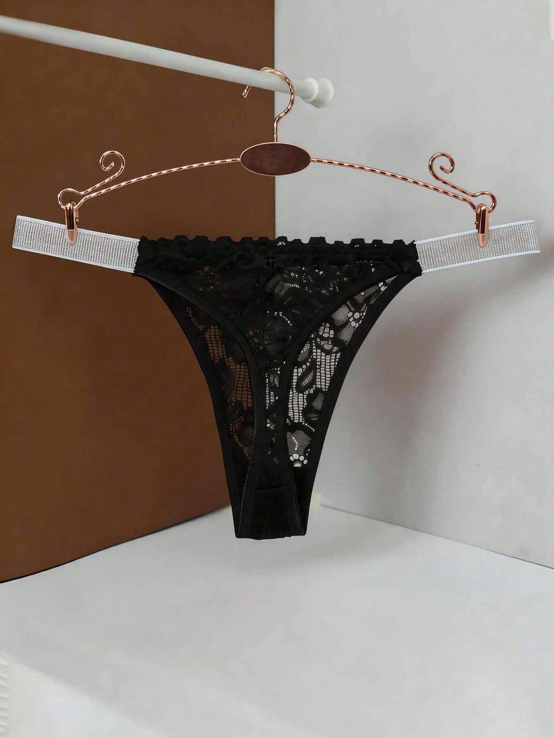 Personalized Diamond-Letter Lace Thong – Custom Name Bling Underwear Gift