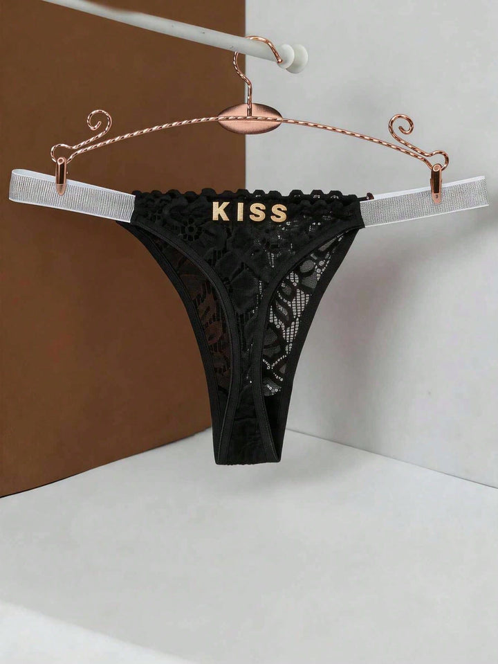 Personalized Diamond-Letter Lace Thong – Custom Name Bling Underwear Gift