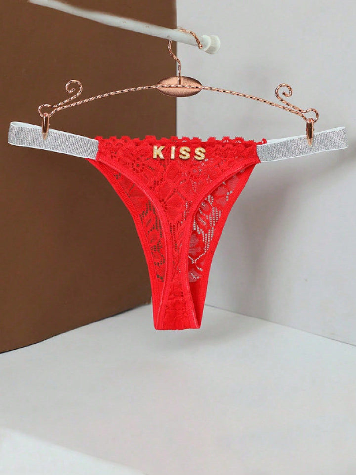 Personalized Diamond-Letter Lace Thong – Custom Name Bling Underwear Gift
