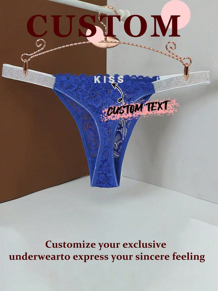 Personalized Diamond-Letter Lace Thong – Custom Name Bling Underwear Gift