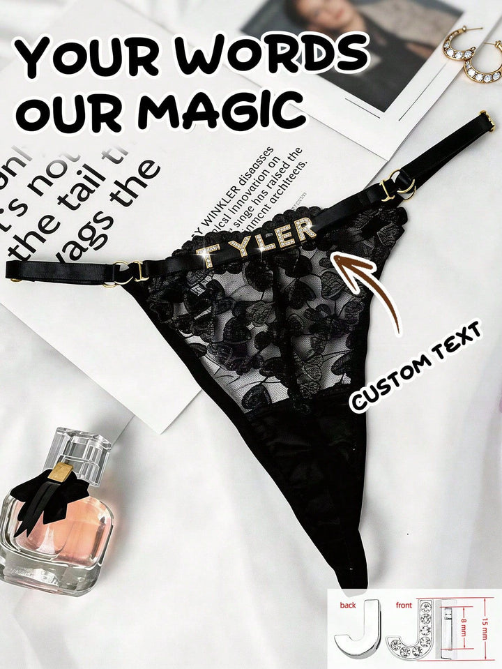 Custom Sparkle Text G-String – Sexy Initial Rhinestone Lingerie in Green
