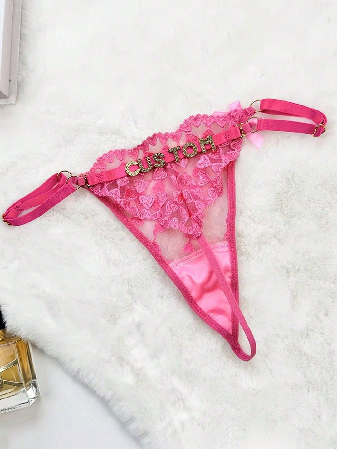 Custom Sparkle Text G-String – Sexy Initial Rhinestone Lingerie in Green