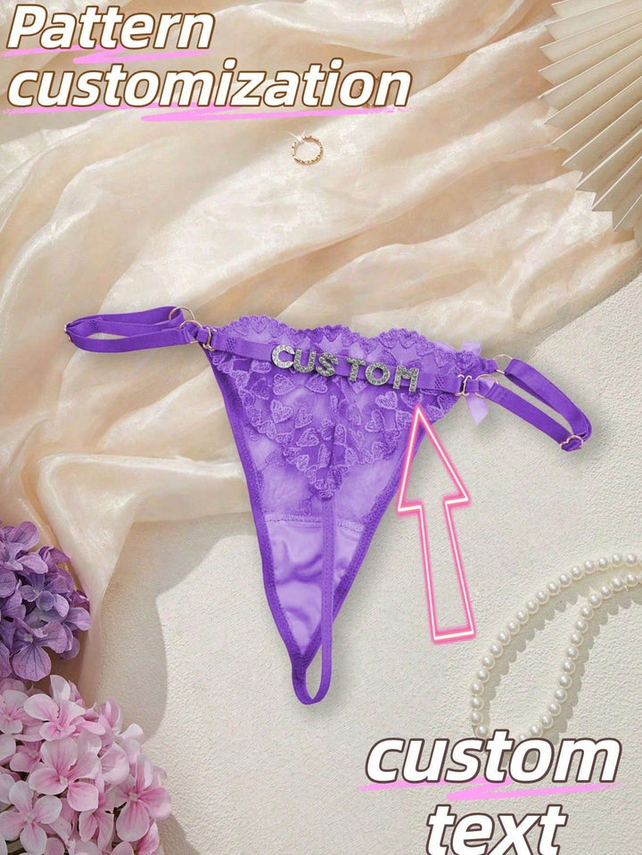 Custom Sparkle Text G-String – Sexy Initial Rhinestone Lingerie in Green