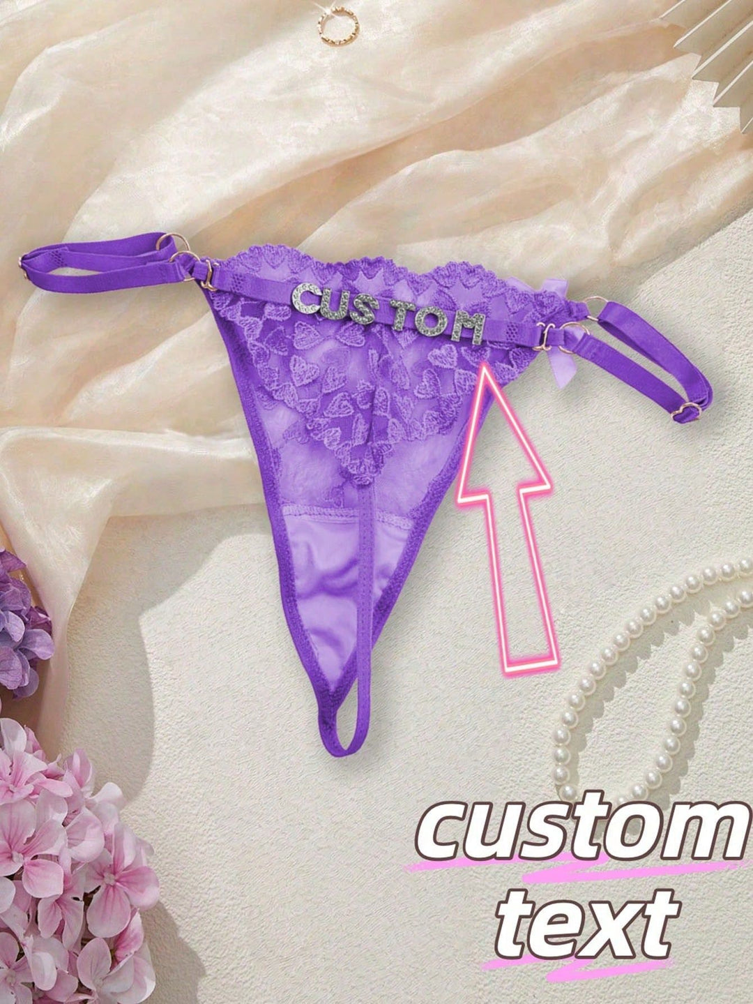 Custom Sparkle Text G-String – Sexy Initial Rhinestone Lingerie in Green