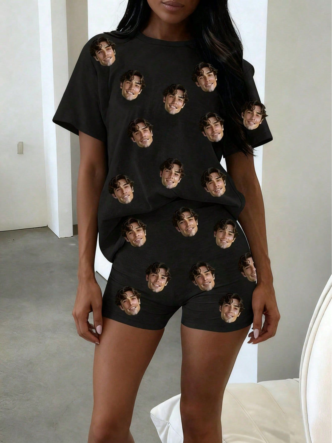 Custom Face Pajama Set | Personalized All-Over Print Photo Sleepwear for Couples