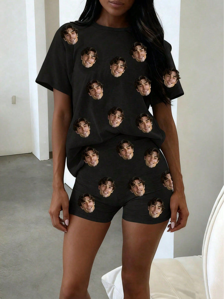 Custom Face Pajama Set | Personalized All-Over Print Photo Sleepwear for Couples