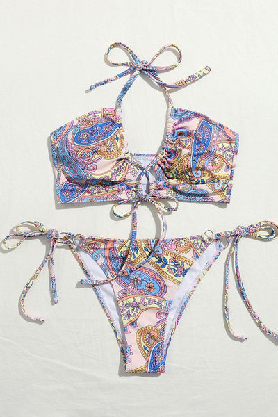 Isla Paisley Knot Front Tie Side Bikini
