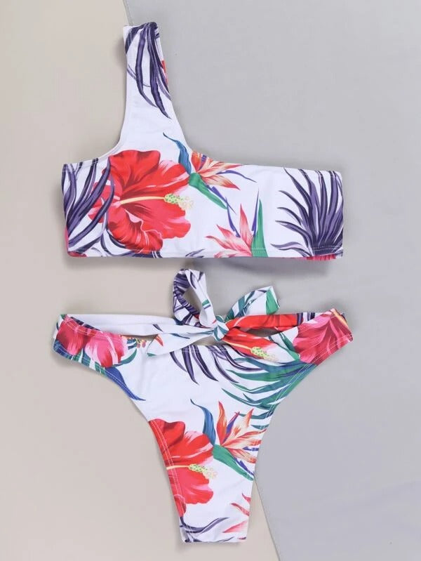 Floral & Tropical One Shoulder Bikini Swimsuit