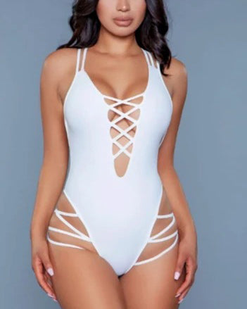 Ladder Cutout Halter Backless One Piece Swimsuit