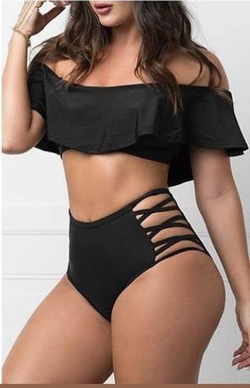 Off Shoulder Ruffled Bikini Set 2 Pieces Sexy Swimsuit