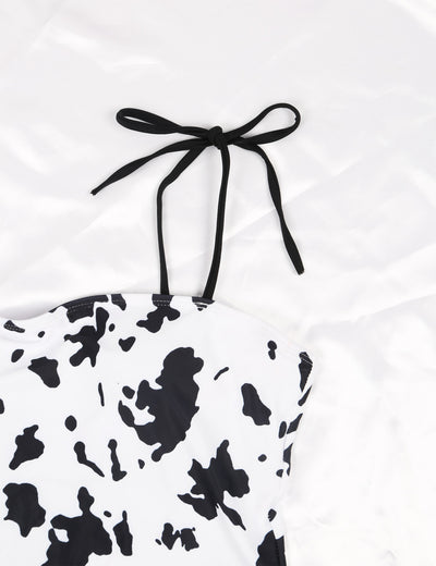 BISSOMMER Cow Print Spaghetti Strap One Piece