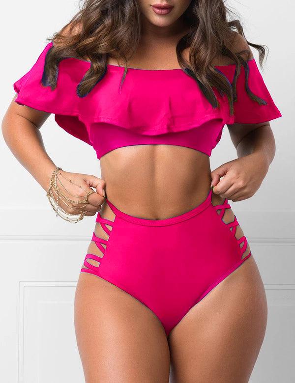 Off Shoulder Ruffled Bikini Set 2 Pieces Sexy Swimsuit