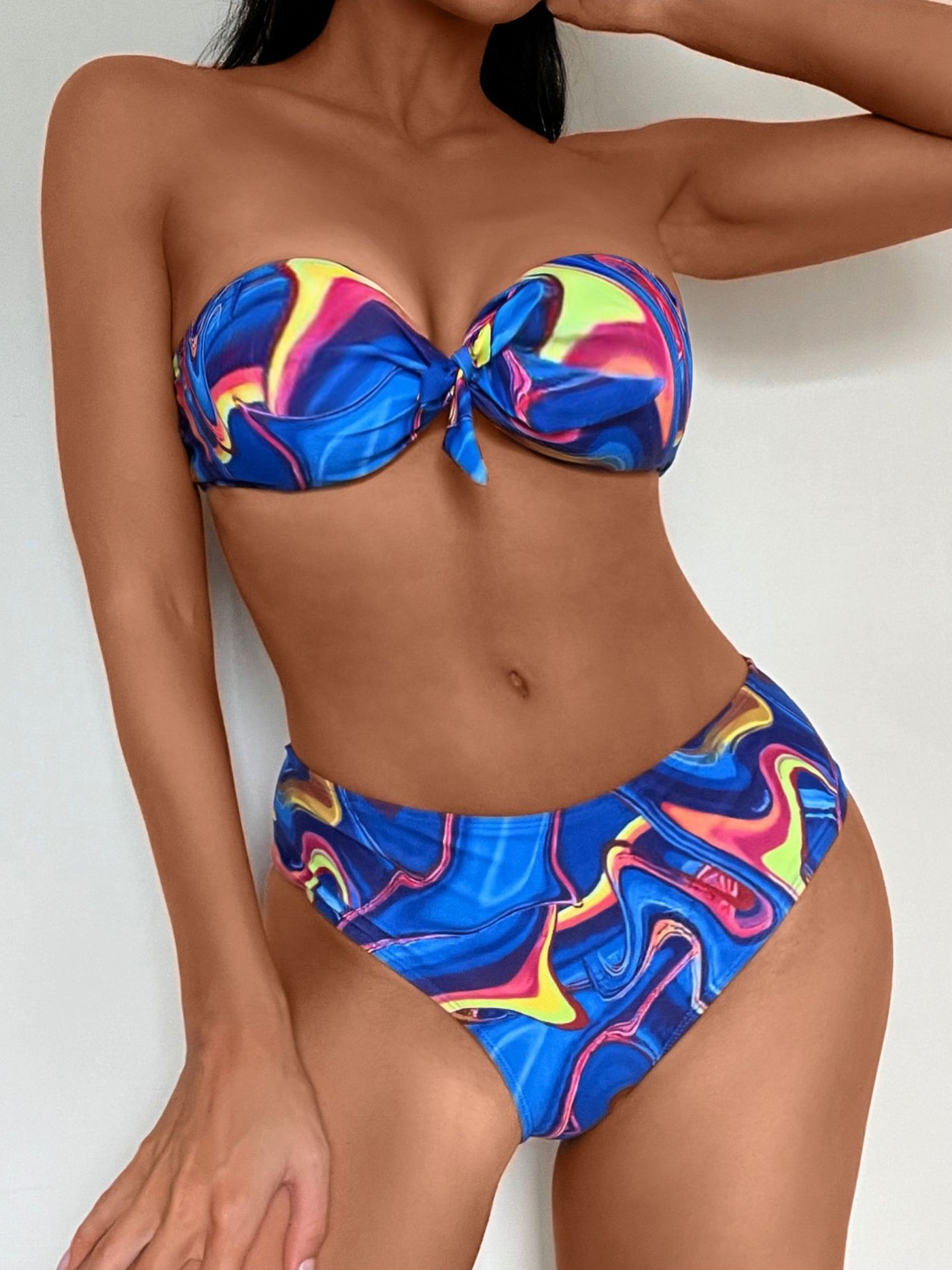 2022 Sexy Split Multicolor Printed Swimsuit Bikini 2 Pieces Set