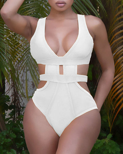Cutout Backless Thick Strap One Piece Swimsuit