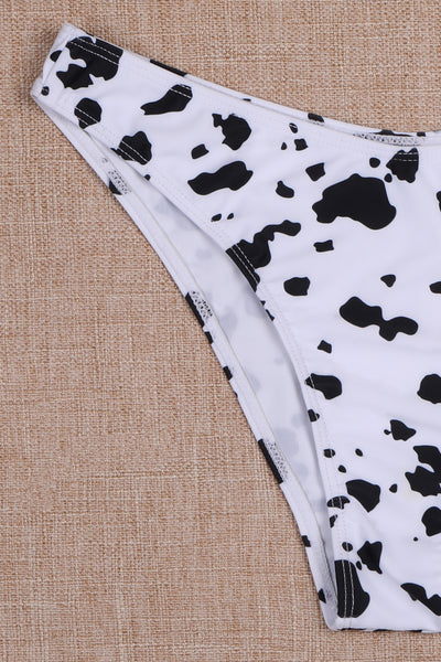 Cow Print Bikini with Belts and Chain
