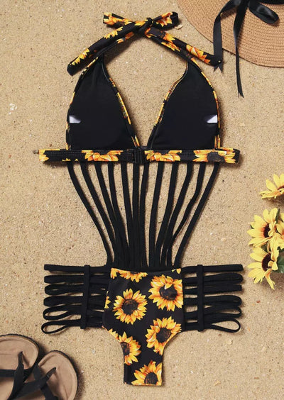 Sunflower Hollow Out One-Piece Swimsuit