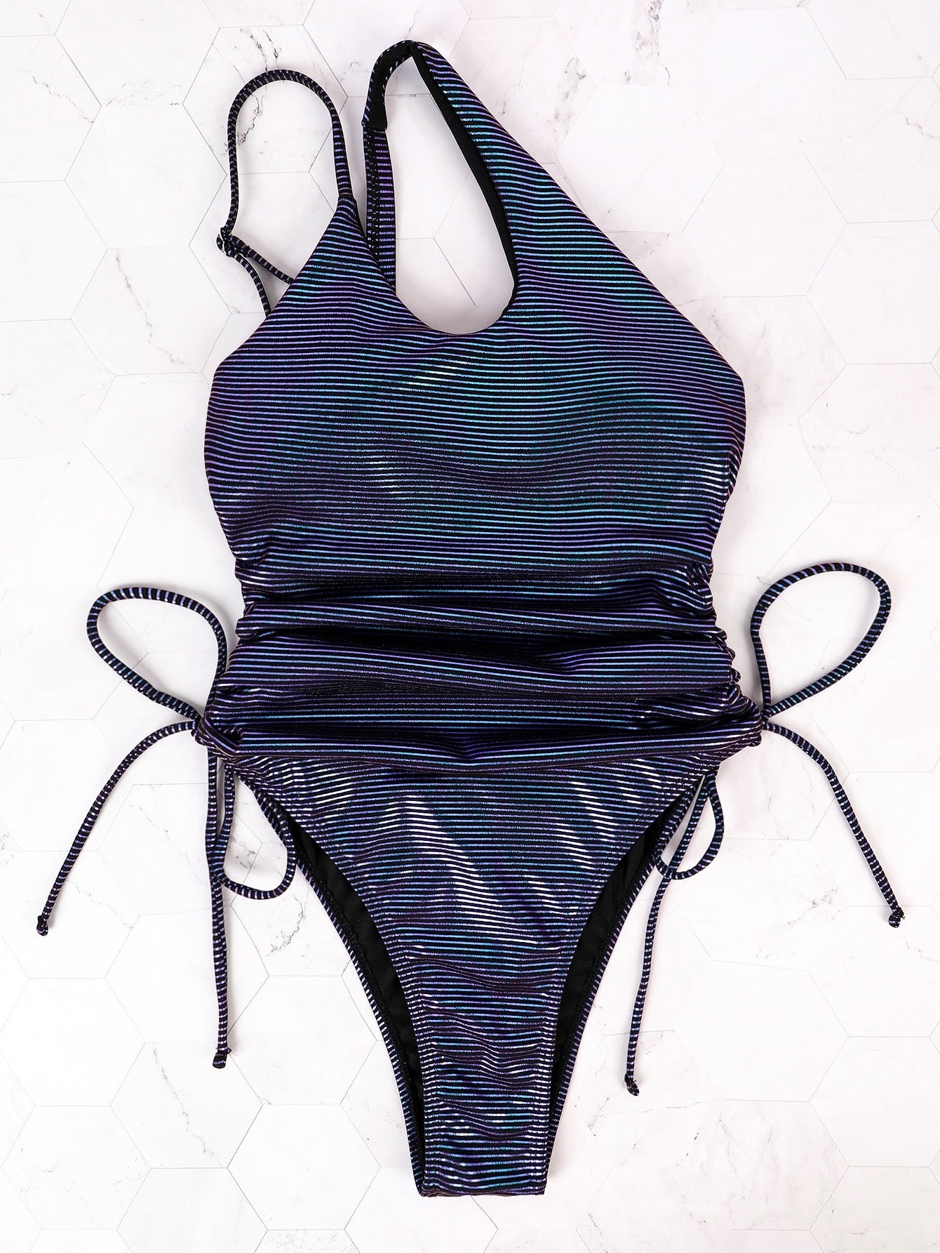 Swimsuit Swimwear Tight Diagonal Strap One Shoulder One-piece Set