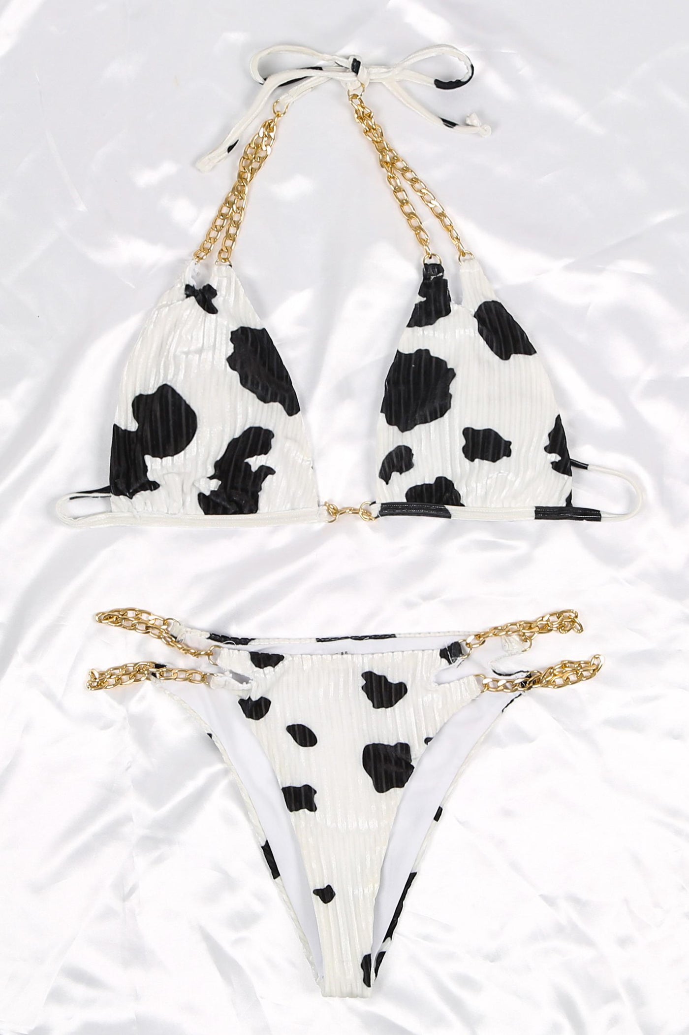 BISSOMMER Cow Print Thong Bikini with Chain