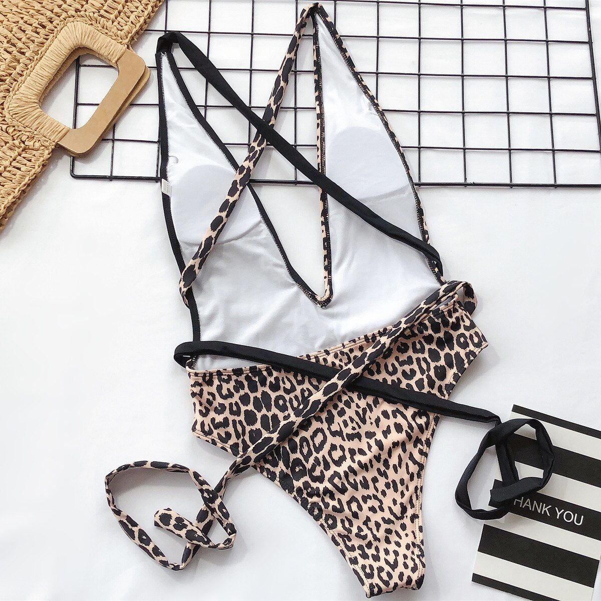 Leopard Plunging One Piece Swimsuit